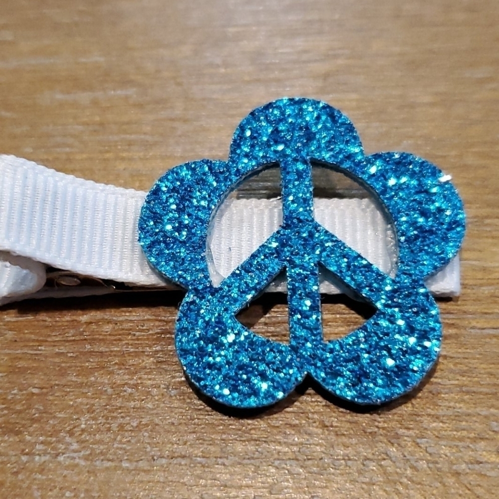 NWT Peace Glitter Hair Clippies - Picture 2 of 8